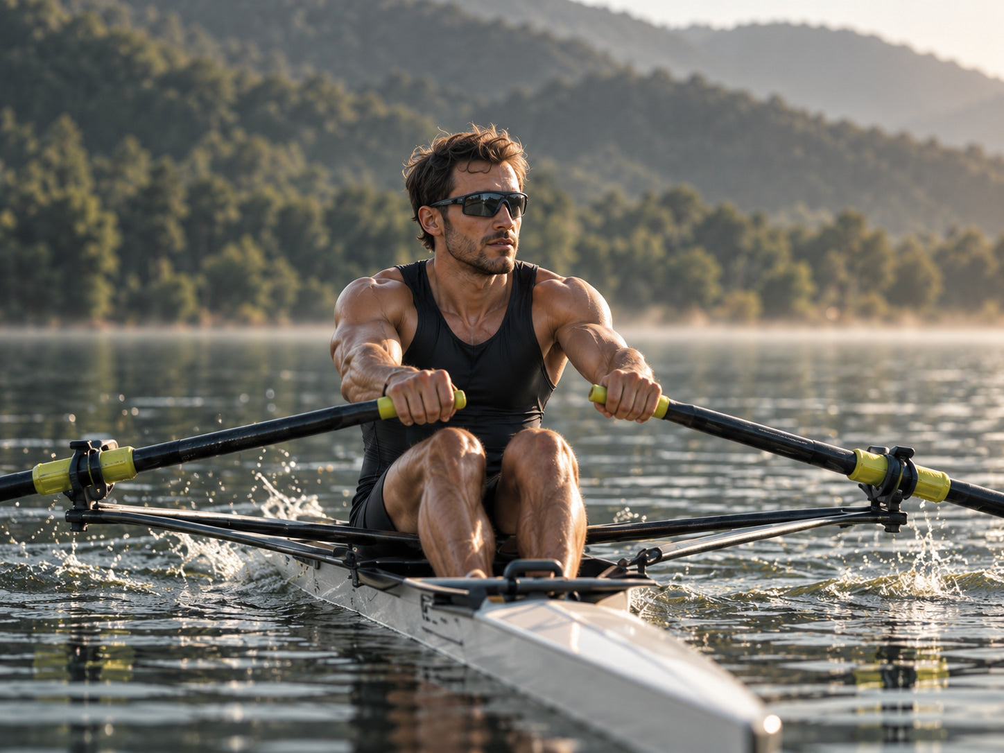Rower training on the water