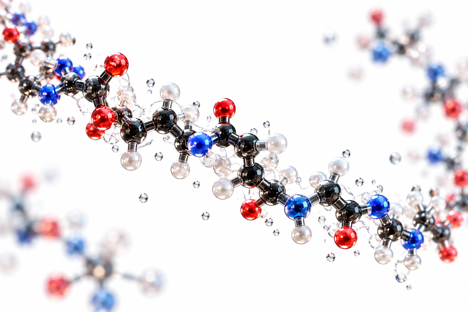 Glossy molecular-inspired structure on a white background